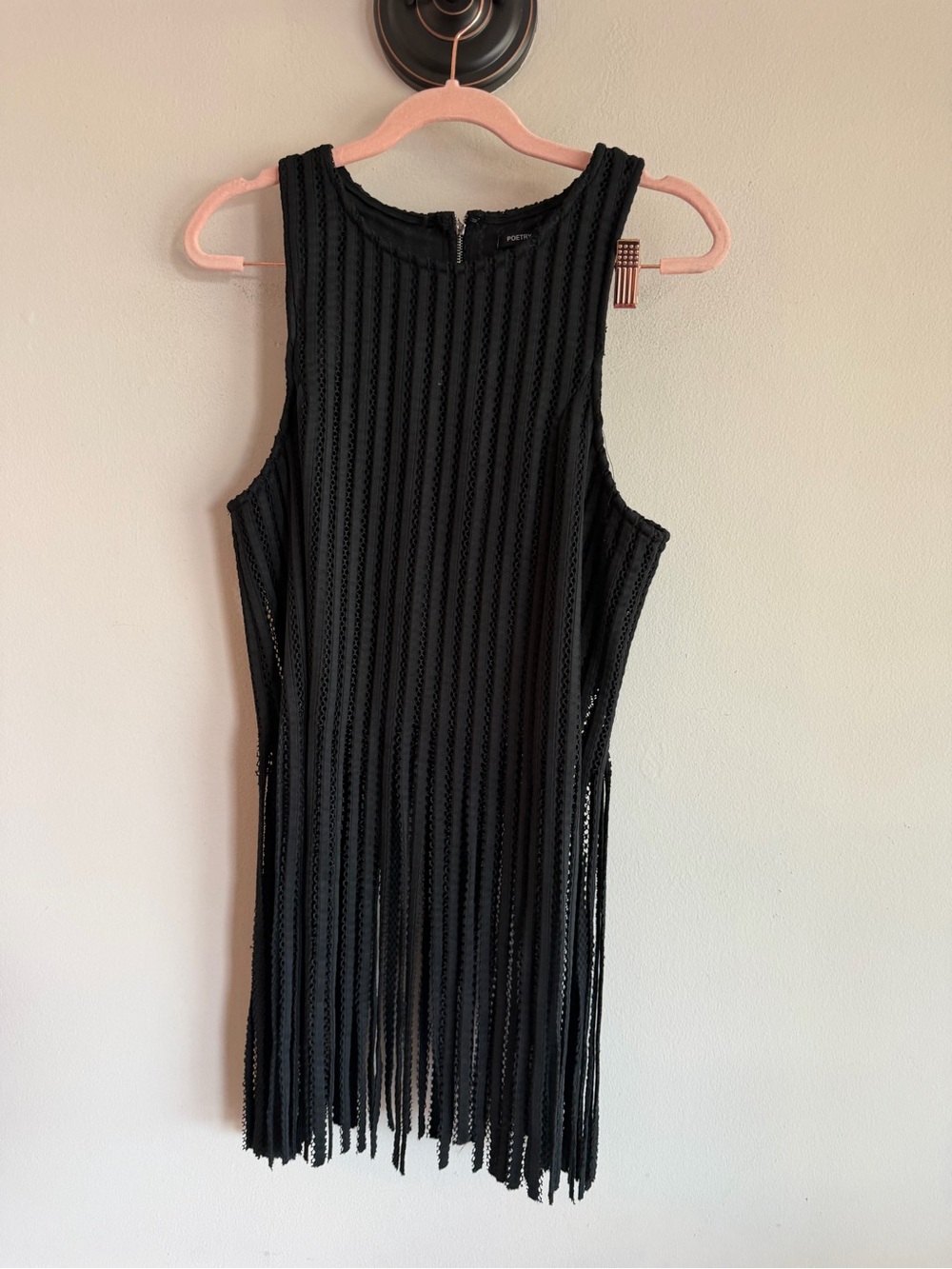 Poetry Black Fringe Tank Top